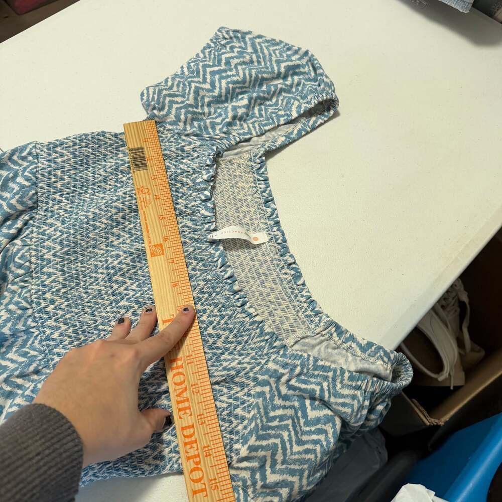 Daily Practice Anthropologie Blue White Chevron Smocked Tiered Maxi Dress Small - Picture 8 of 8
